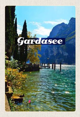 Holzschild 20x30 cm - Gardasee Italien Natur Sonne