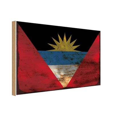 vianmo Holzschild Holzbild 20x30 cm Antigua Fahne Flagge