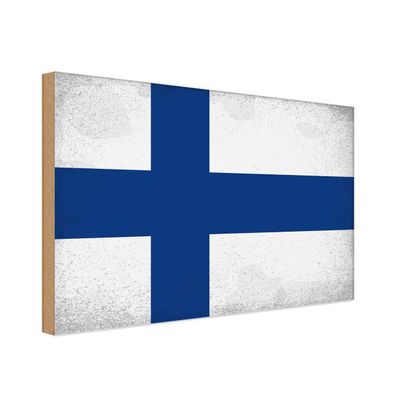 vianmo Holzschild Holzbild 20x30 cm Finnland Fahne Flagge
