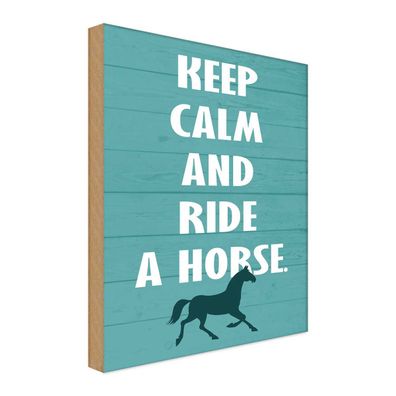 Holzschild 20x30 cm - keep calm and ride a horse Pferd