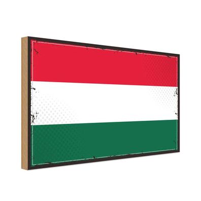 vianmo Holzschild Holzbild 18x12 cm Ungarn Fahne Flagge