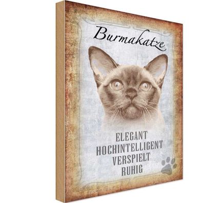 Holzschild 18x12 cm - Burmakatze Katze Geschenk Metal