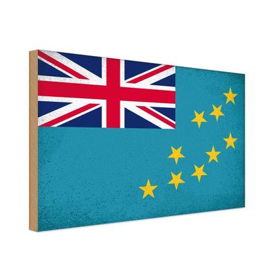 vianmo Holzschild Holzbild 18x12 cm Tuvalu Fahne Flagge