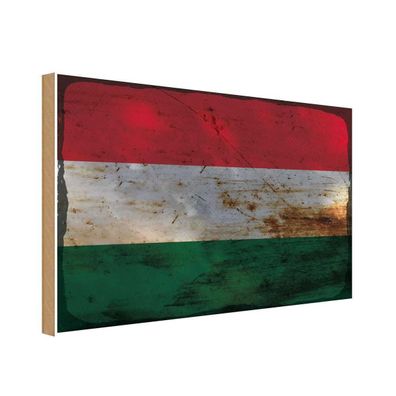 vianmo Holzschild Holzbild 20x30 cm Ungarn Fahne Flagge