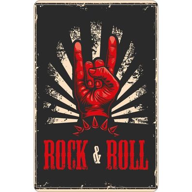 Blechschild 20x30 cm - Rock & Roll Musik