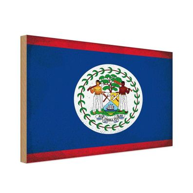 vianmo Holzschild Holzbild 20x30 cm Belize Fahne Flagge