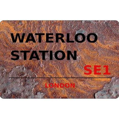 vianmo Blechschild 20x30 cm gewölbt England Waterloo Station SE1