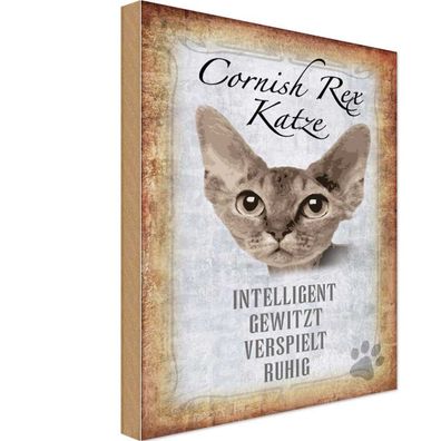 Holzschild 18x12 cm - Cornish Rex Katze