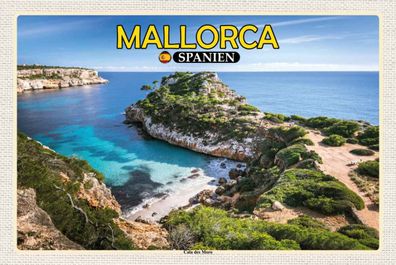 Holzschild 20x30 cm - Mallorca Spanien Cala des Moro Bucht