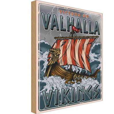 vianmo Holzschild 18x12 cm Dekoration Schiff Valhalla Vikings