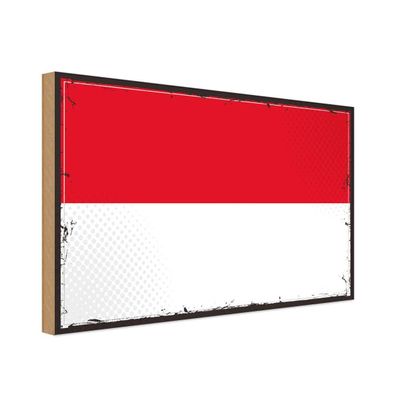 vianmo Holzschild Holzbild 18x12 cm Monaco Fahne Flagge