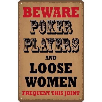 vianmo Blechschild 20x30 cm gewölbt Hinweis Poker Players and loose women