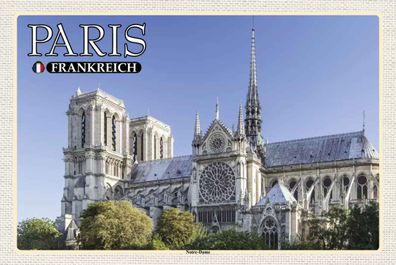 Holzschild 20x30 cm - Paris Frankreich Notre-Dame Kathedrale