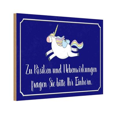 vianmo Holzschild 18x12 cm Dekoration zu Risiken fragen Sie Einhorn