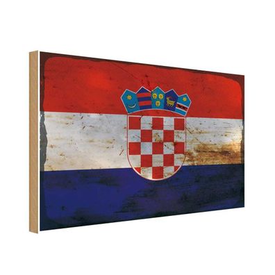 vianmo Holzschild Holzbild 20x30 cm Kroatien Fahne Flagge