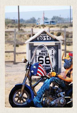 Holzschild 20x30 cm - Amerika Route 66 Biker California