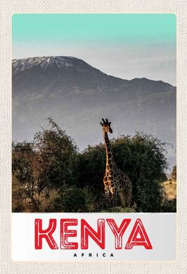 Holzschild 20x30 cm - Kenia Ostafrika Giraffe Wildnis Natur