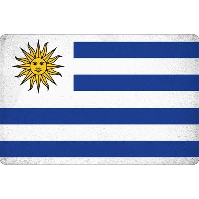vianmo Blechschild Wandschild 18x12 cm Uruguay Fahne Flagge