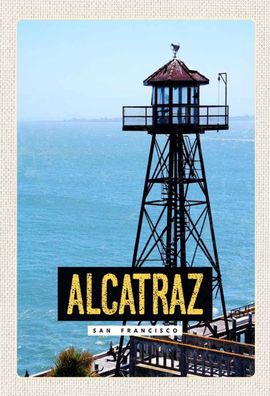 Holzschild 20x30 cm - San Francisco Alcatraz Meer Turm