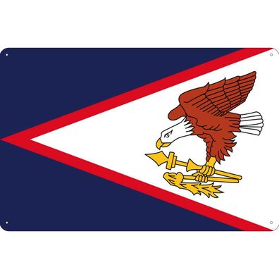Blechschild Wandschild Metallschild 20x30 cm - Flag of American Samoa