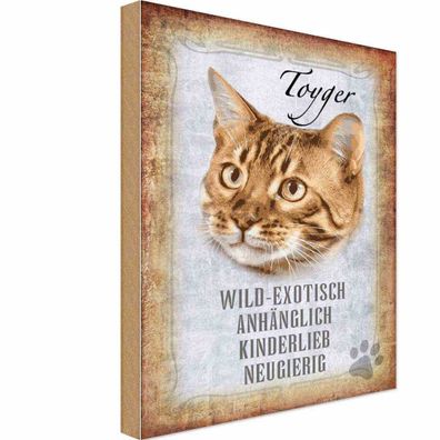 Holzschild 20x30 cm - Toyger Katze Geschenk Wandbild