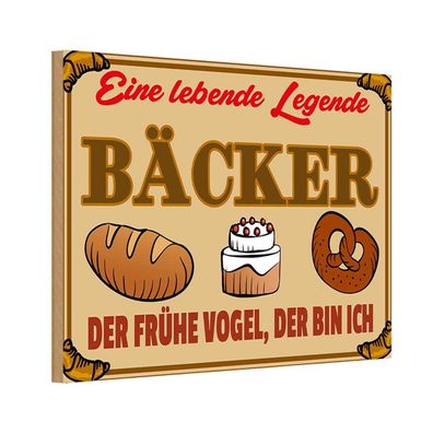 Holzschild 18x12 cm - Essen Lebende Legende Bäcker Brot