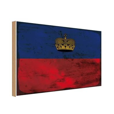 vianmo Holzschild Holzbild 20x30 cm Liechtenstein Fahne Flagge