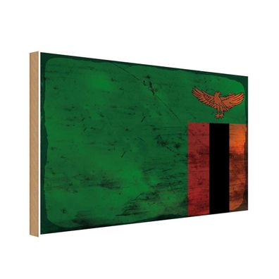 vianmo Holzschild Holzbild 20x30 cm Sambia Fahne Flagge
