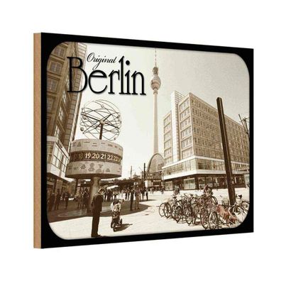 Holzschild 20x30 cm - Berlin original Fernsehturm Foro