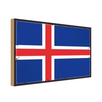 vianmo Holzschild Holzbild 20x30 cm Island Fahne Flagge