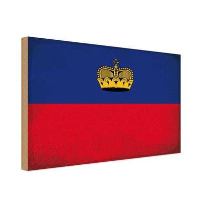 vianmo Holzschild Holzbild 20x30 cm Liechtenstein Fahne Flagge