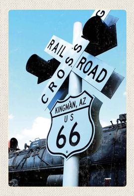 Holzschild 20x30 cm - Amerika Route 66 Kingman AZ Crossing