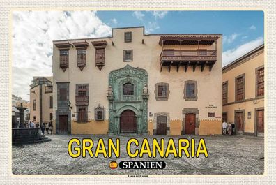 Holzschild 20x30 cm - Gran Canaria Spanien Casa de Colon Muesum