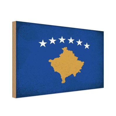 vianmo Holzschild Holzbild 20x30 cm Kosovo Fahne Flagge