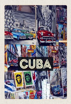 Blechschild 20x30 cm - Cuba Karibik Freiheit Stadt Gemälde