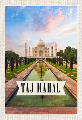 Blechschild 20x30 cm - Indien Taj Mahal Agra Garten Bäume