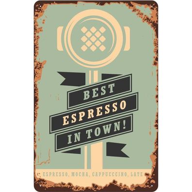vianmo Blechschild 20x30 cm gewölbt Essen Trinken Kaffee best espresso in town!