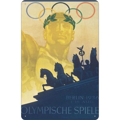 vianmo Blechschild 18x12 cm gewölbt Sport Hobby Olympische Spiele Berlin 1936