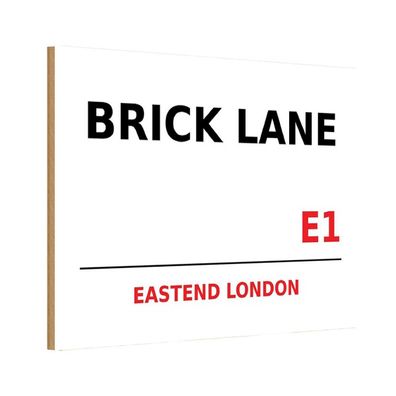vianmo Holzschild 20x30 cm England Street Brick Lane E1