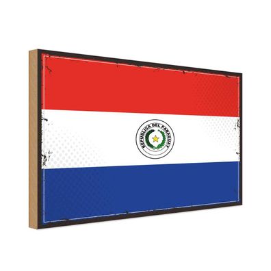 vianmo Holzschild Holzbild 20x30 cm Paraguay Fahne Flagge