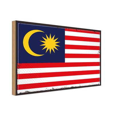 vianmo Holzschild Holzbild 20x30 cm Malaysia Fahne Flagge