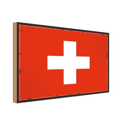 vianmo Holzschild Holzbild 18x12 cm Schweiz Fahne Flagge