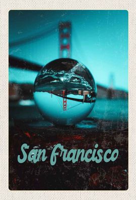Holzschild 20x30 cm - San Francisco Brücke Meer Kurgel Trip