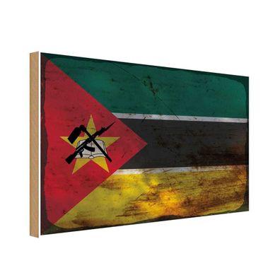 vianmo Holzschild Holzbild 20x30 cm Mosambik Fahne Flagge