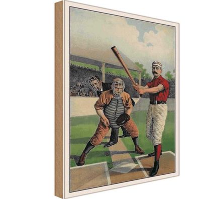 Holzschild 18x12 cm - Baseball USA Schlagmann