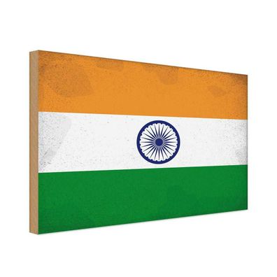 vianmo Holzschild Holzbild 20x30 cm Indien Fahne Flagge