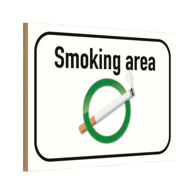 Holzschild 18x12 cm - Smoking area Raucherraum