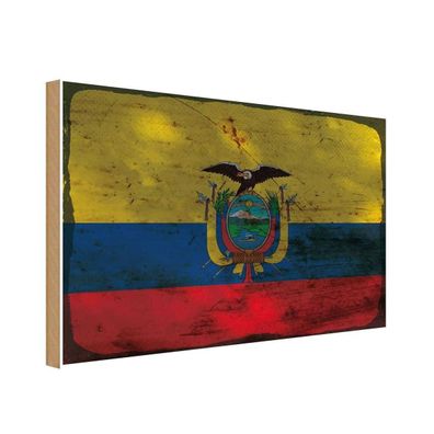 vianmo Holzschild Holzbild 18x12 cm Ecuador Fahne Flagge