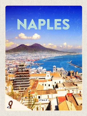 Blechschild 20x30 cm - Retro Naples Italy Neapel Panorama Meer