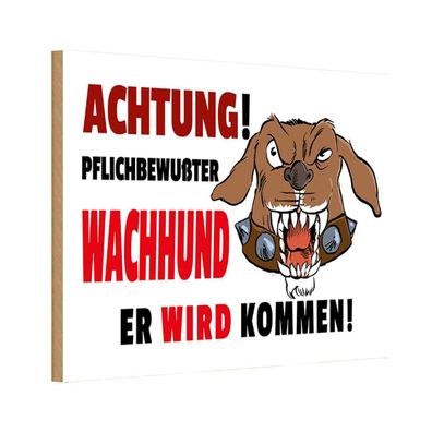 vianmo Holzschild 20x30 cm Warnung Achtung pflichtbewußter Hund